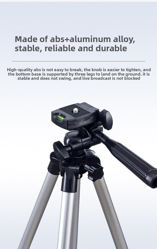 110cm Lightweight Camera & Phone Tripod Stand - Portable Aluminium Travel Tripod with 3-Way Head, Bubble Level & Universal Smartphone Holder - 3110 Adjustable Mount for Live Stream & Vlogging - Black and Silver